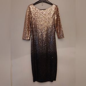 Ombre sequin sheath midi length dress